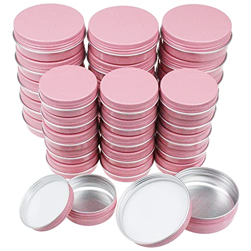 Thintinick 32 runde Aluminiumdosen mit Schraubdeckel, leere Metalldosen, Gewürzdosen, Lippenbalsam, Kerzen, Aufbewahrungsbehälter, Reisedosen, 57 ml und 28 ml, verschiedene Größen (Rosa) von Thintinick