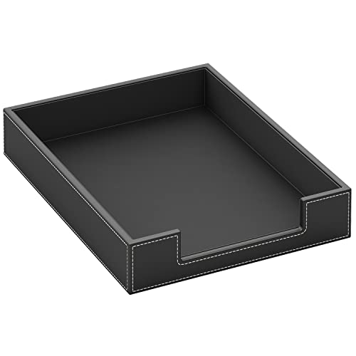 THIPOTEN Leder-Briefablage, eleganter Schreibtisch-Organizer für Bürobedarf, Post, Papier, Akten, Zeitschriften, perfekte Büro-Organisation für den Schreibtisch (schwarz) von Thipoten