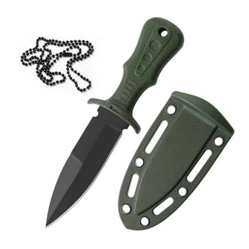 Thoquene 121mm Mini Messer Kette, Edelstahl Ketten Gürtelmesser, Tragbar Neck Knife(Armeegrün) von Thoquene