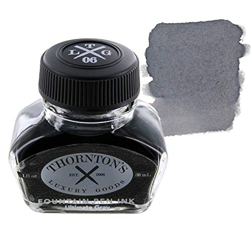 Thornton's Luxury Goods Premium-Füllfederhalter-Tintenflasche, 30 ml, reibungsloses, müheloses Schreiben, geeignet für alle Marken- und Kalligraphie-Stifte, Bürobedarf (Ultimate Gray) von Thornton's Luxury Goods