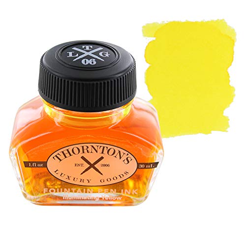 Thornton's Luxury Goods Premium-Füllfederhalter-Tintenflasche, 30 ml, reibungsloses, müheloses Schreiben, geeignet für alle Marken- und Kalligraphie-Stifte, Bürobedarf (leuchtendes Gelb) von Thornton's Luxury Goods