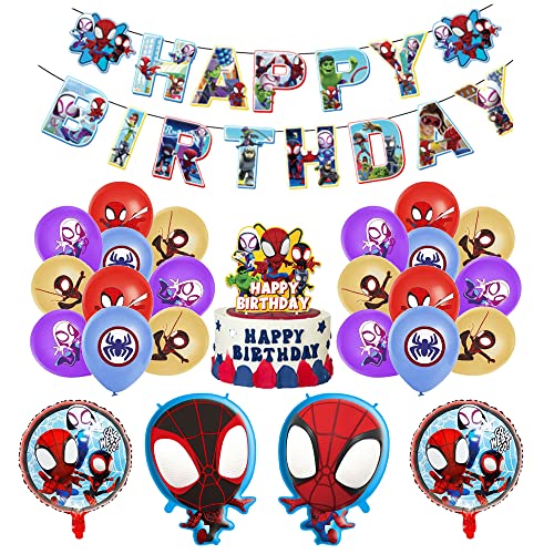 Luftballons Spidey Folienballons Geburtstagdekorationen Spidey und Seine Super-freunde Geburtstag Girlande Kuchendekorationen Party Geburtstagsgeschenke von Thotiy