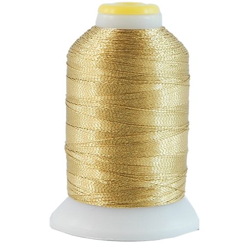 Threadart Metallic-Garn, Nr. L8, Gold, 500 Meter Kegel, 25 brillante glänzende Farben, für Maschinenstickerei von Threadart