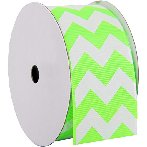 Threadart Ripsband mit Chevron-Motiv, erhältlich in 19 Farben und 4 Breiten 1 1/2" neon green von Threadart