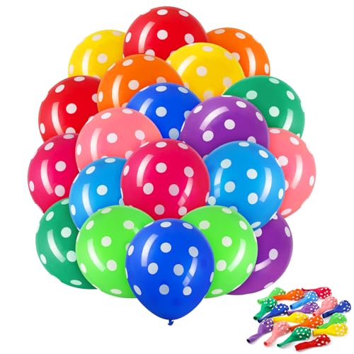 Threan 20 Stück Polka Dot Latexballons Assortierte Farbe Party Ballons 12 Zoll Bunte Luftballons mit 10 Verschiedenen Latexballons für Geburtstag Baby Shower Junge Mädchen Party von Threan