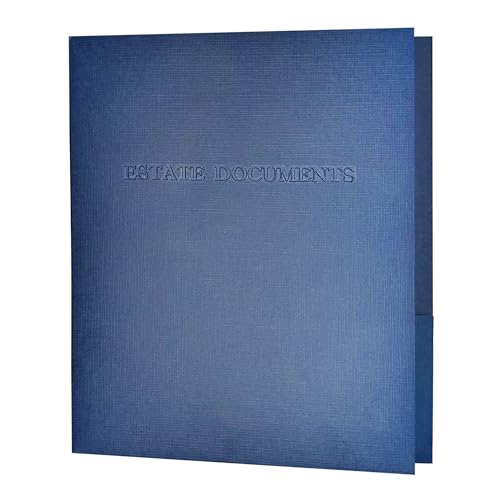 Leinen-Taschenmappen, geprägter Schriftzug, 22,9 x 29,8 cm, Marineblau, 5 Stück von Three Ring Systems