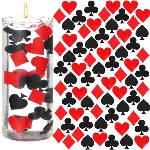 Threehoney 96 Stück Casino Streukonfetti Acryl Poker Glitzer Streukonfetti Dekorationen für Casino Party Tischdekorationen Spiel Poker Nacht Party Supplies von Threehoney