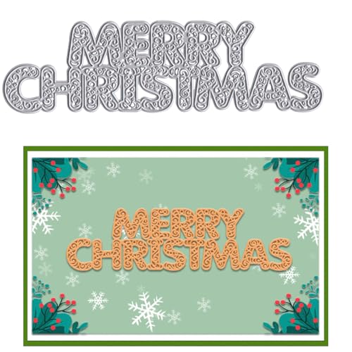 Threetols Metall-Stanzformen "Merry Christmas", Weihnachts-Wörter, Schablonen, Kunstwörter, Metallschablonen für Kartenherstellung, Papierbasteln, Scrapbooking, Bastelalbum, Papierkarte, von Threetols