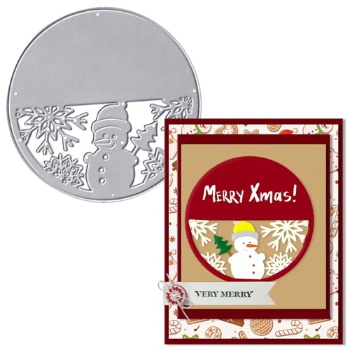 Threetols Metall-Stanzformen mit Weihnachtsmotiven, runde Stanzformen, Schablonen, Schneemann, Schneeflocke, Metallschablonen für Kartenherstellung, Papierbasteln, Scrapbooking, Bastelalbum, von Threetols