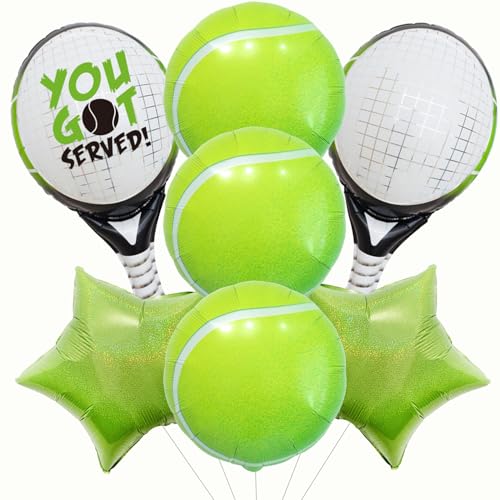 Tennis Geburtstag Party Dekoration Luftballons Grün Tennis Ballons Tennisball Luftballons Grün Stern Ballon Tennisschläger Ballon für Männer Frauen Tennis Sport Themed Geburtstag Party Supplies 7pcs von TiAaihion