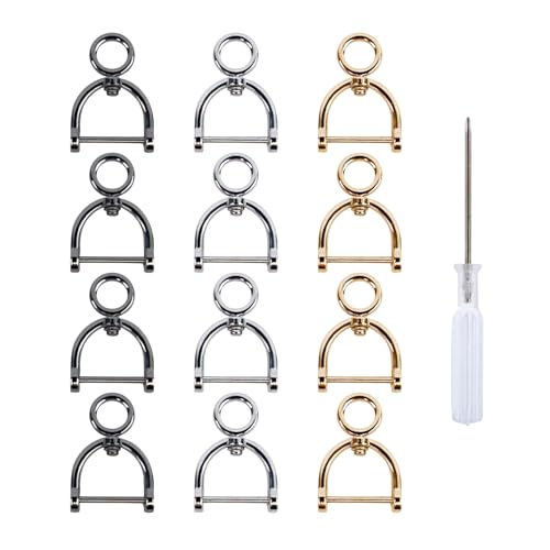 Hufeisen D-Ringe in U-Form, zum Einschrauben, halbrund, mit Schraubendreher, Lederband, Handwerk, Geldbörse, Ersatz, 12 Stück (mehrfarbig) von TiSuit