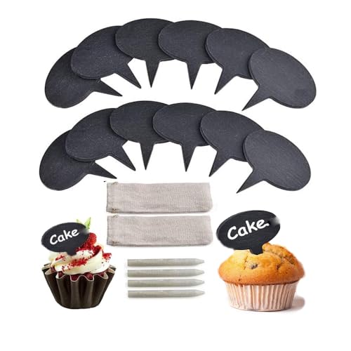 Tiamu 18Pcs Käse Markierer Set für Charcuterie, Buffet, Schiefertafel zum Beschriften, Preisschilder, Hochzeit Tischkarten, Cupcake Topper Speisekarte, Lebensmittel Etiketten,Kreidetafel Mini von Tiamu