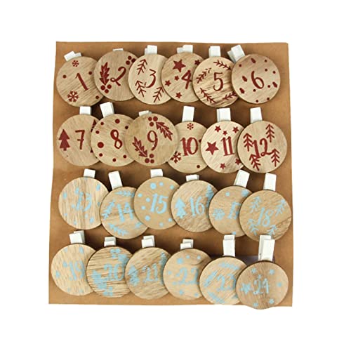 24 Adventskalender zum Befüllen Stoffbeutel Weihnachtskalender Adventszahlen Aufkleber DIY Weihnachtsdekoration DIY Weihnachtsdekorationen aus Holz 1 bis 24 Kalenderclip Kreative (Khaki, One Size) von TianWlio