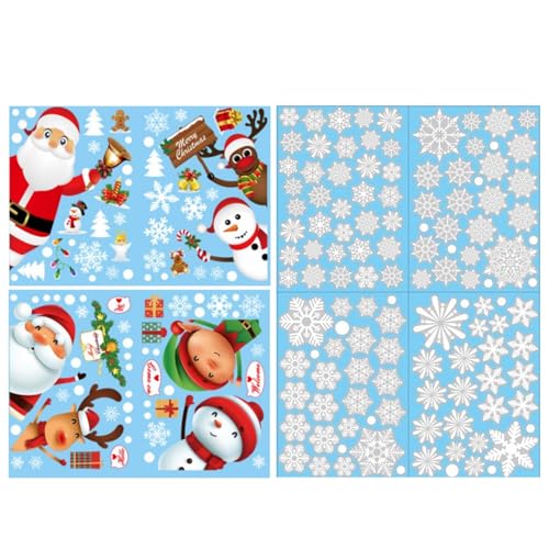 TianWlio Aufkleber Weihnachten Weihnachtsaufkleber Party 190 Stück Weihnachts Fensteraufkleber Weihnachtsdekorationen Weihnachtsmann Schneemann Geschenke Weihnachten Aufkleber (White One Size) von TianWlio