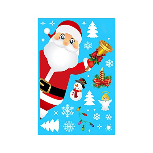 TianWlio Fröhliche Weihnachts Selbstklebend Weihnachtsdeko Cartoon Aufkleber Statische Aufkleber Dekoration Party Santa Wand Weihnachten Abnehmbar Aufkleber Sticker Geschenkaufkleber (C One Size) von TianWlio