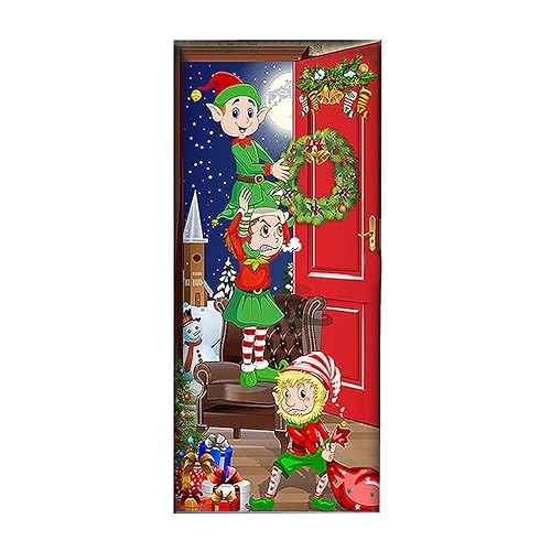 TianWlio Sticker Weihnachten Glitzer Aufkleber Geschenk Halloween Weihnachten Tür Abdeckung Schriftart Veranda Zeichen Winter Neujahr Weihnachten Weihnachten Deko DIY Wandtattoo PVC Aufkleber (B A) von TianWlio