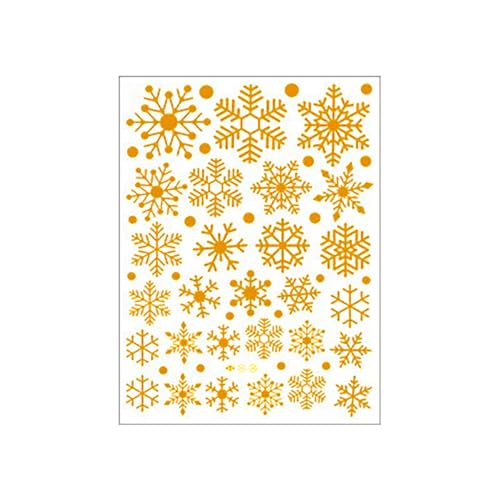 TianWlio Sticker Weihnachten Glitzer Aufkleber Geschenk Wandaufkleber mit weihnachtlichen Glitzer Schneeflocken für Schlafzimmer Wohnzimmer Zuhause Weihnachten Deko DIY Wandtattoo (Gold One Size) von TianWlio