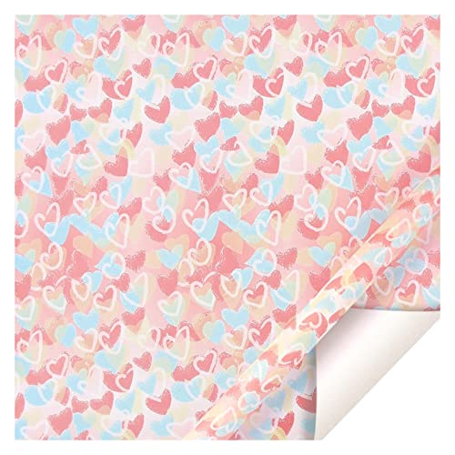 TianWlio Valentinstag-Geschenkpapier Buntes Geschenk-Regenbogen-Punkt-Liebes-Geschenkpapier-Feiertags-Party-Geschenk-Liebes-Herz-Papier Geschenkpapier Silber Und (B, One Size) von TianWlio