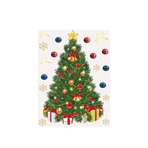 TianWlio Weihnachten Stickers Weihnachtsdeko Aufkleber Goldene Weihnachtsbaumaufkleber Weihnachtsbaum farbige Kugeln Weihnachtsschmuck Wandaufkleber Glitzer Aufkleber Weihnachten (Gold One Size) von TianWlio