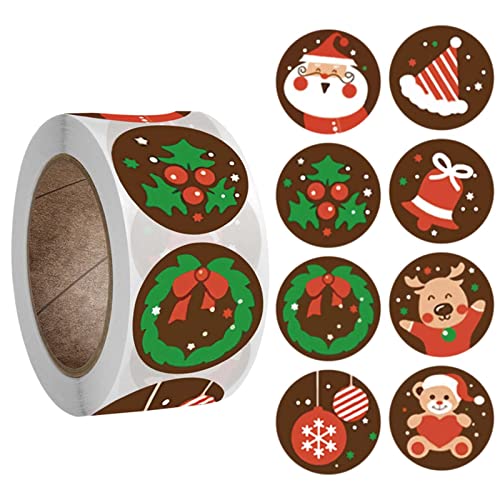 TianWlio Weihnachten Stickers Weihnachtsdeko Aufkleber Pack Weihnachtsaufkleber Etiketten Dekoration 1 Rolle mit 500 Aufklebern für Weihnachtsfeier Dekorationen Glitzer Aufkleber (A One Size) von TianWlio