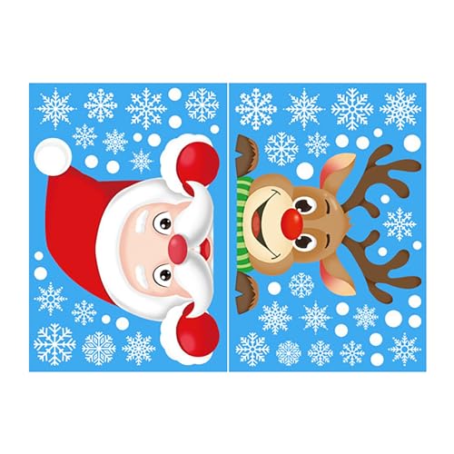 TianWlio Weihnachten Stickers Weihnachtsdeko Aufkleber Weihnachtswandaufkleber Neujahr Schaufensteraufkleber Glasschranktür kreative Aufkleber Glitzer Aufkleber Weihnachten (Red One Size) von TianWlio