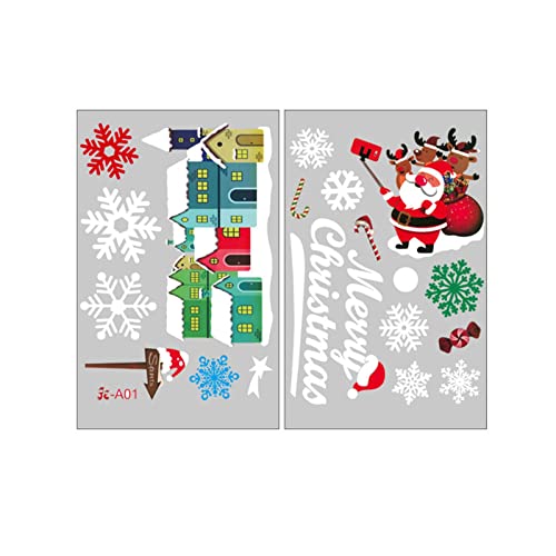 TianWlio Weihnachts Sticker Glitzer Xmas Aufkleber Bunt DIY tragbarer Fensteraufkleber Weihnachtsmann Schneeflocke Fensteraufkleber DIY tragbarer Fensteraufkleber Weihnachten Aufkleber (D One Size) von TianWlio