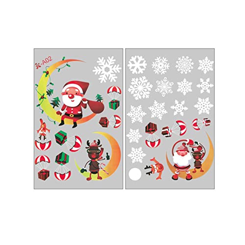 TianWlio Weihnachts Sticker Glitzer Xmas Aufkleber Bunt DIY tragbarer Fensteraufkleber Weihnachtsmann Schneeflocke Fensteraufkleber DIY tragbarer Fensteraufkleber Weihnachten Aufkleber (E One Size) von TianWlio