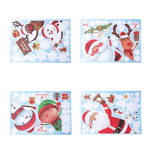 TianWlio Weihnachtsaufkleber Stickers Weihnachtsdekoration 213 Stück Weihnachts Fensteraufkleber Weihnachtsdekorationen Weihnachtsmann Schneemann Geschenke Aufkleber (White One Size) von TianWlio