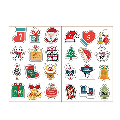 TianWlio Weihnachtsaufkleber Stickers Weihnachtsdekoration Weihnachtsaufkleber Nummer 24 Countdown Aufkleber Weihnachtsmann Schneemann Wandaufkleber Aufkleber Weihnachten für DIY (A One Size) von TianWlio