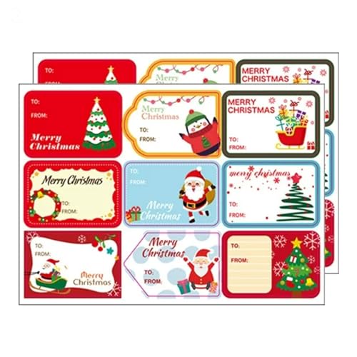 TianWlio Weihnachtssticker Glitzer Weihnachtsaufkleber 2 Blatt Etikettenaufkleber Farbe selbstklebende Papieretiketten Aufkleber für Weihnachtssticker Sticker Weihnachten Geschenk (Red One Size) von TianWlio