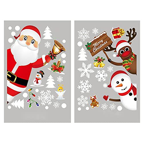 TianWlio Weihnachtssticker Glitzer Weihnachtsaufkleber WEIHNACHTS Aufkleber Weihnachts Glasaufkleber Fensterdekoration Schneeflocken Aufkleber Fensteraufkleber Weihnachtssticker Sticker (E One Size) von TianWlio