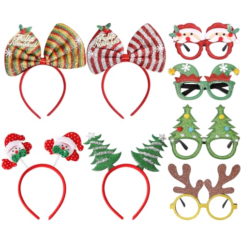 Tianher Weihnachts Haarreif und Brillengestell, Weihnachten Haarschmuck Weihnachtsbrille mit Verschiedenen Designs für Weihnachtsfeiern Cosplay von Tianher