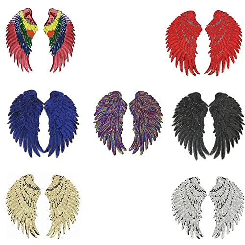 Tiardey 7 Paar Flügel, Pailletten, Engelsflügel, bestickte Bling-Flügel für Jacken, Stoff, DIY-Dekoration, Zubeh?r, Geschenke von Tiardey
