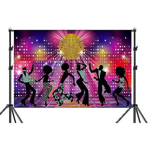 Tiardey Disco-Hintergrund, Banner, Disco-Party-Dekorationen, 70er, 80er, 90er, T?nzer-Hintergrund für Disco-Mottoparty-Nacht (180 x 110 cm) von Tiardey