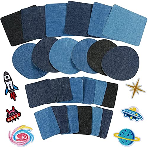 Tiardey Premium Quality Fabric IronAdhesive farbige rechteckige Faux Denim Bügelpflaster an Knie und Ellbogen Dekoration 30 Stück Mixing Kit von Tiardey