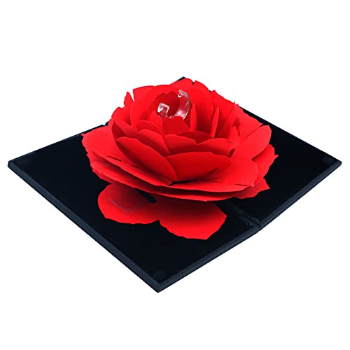 Tiardey Schmuckschatulle Rose Ring Box Blume Schmuck Geschenk Überraschung Display Ringe Halter Fall Anhänger Tablett Valentinstag Ohrringe Organizer – Schwarz von Tiardey