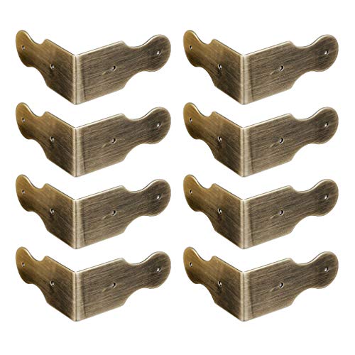 Tiazza 8 Stücke Reinem Messing Box Eckenschutz Eckstreben Hardware Schreibtisch Rand Rechtwinklig Guards Holz Schmuckschatulle Bilderrahmen Zubehör (Antike Bronze) von Tiazza