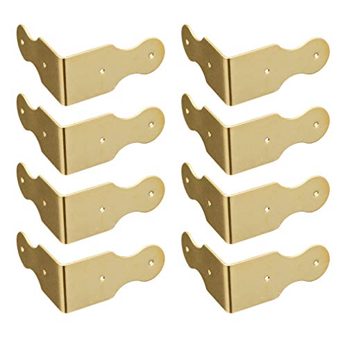 Tiazza 8 Stücke Reinem Messing Box Eckenschutz Eckstreben Hardware Schreibtisch Rand Rechtwinklig Guards Holz Schmuckschatulle Bilderrahmen Zubehör (Gold) von Tiazza