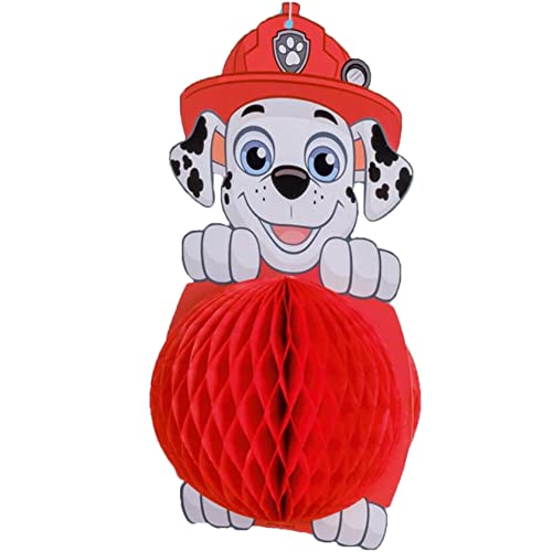 1 Wabenball-Figur * Marshall - PAW Patrol * als Deko für Kindergeburtstag ud Mottoparty | 30cm groß, 15cm Durchmesser, rot | Polizeihunde Tischdeko Honeycomb Party Geburtstag von Tib Heyne