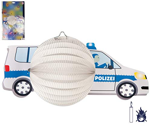 TIB Heyne 13433 - Motivlaterne, Polizeiauto, Ø20cm, schwer entflammbar, ohne Kerzenhalter, Polizei, St. Martin, Laternenumzug von tib