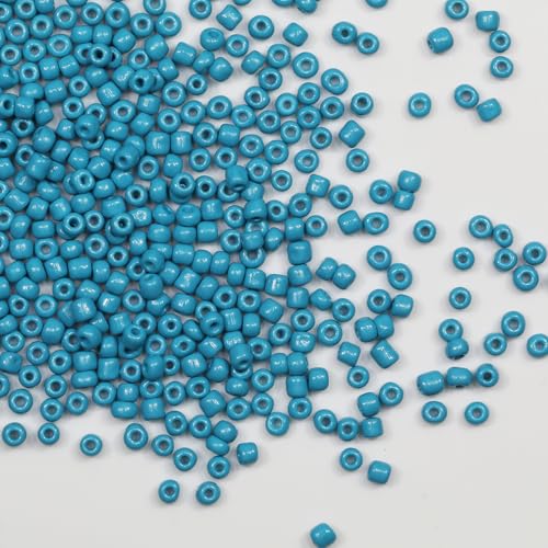 Tibaoffy Seeblaue Perlen, Größe 6/0, zum Basteln, Glas-Rocailles, 4 mm, zur Schmuckherstellung (insgesamt ca. 100 g, ca. 1200 Stück) von Tibaoffy