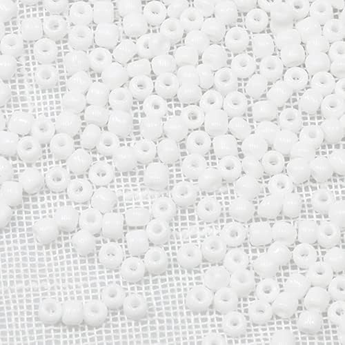 Tibaoffy Weiß Perlen Größe 8/0 Kunsthandwerk Glas Seed Perlen 3 mm für Schmuck machen (insgesamt etwa 100g über 3600pcs) von Tibaoffy