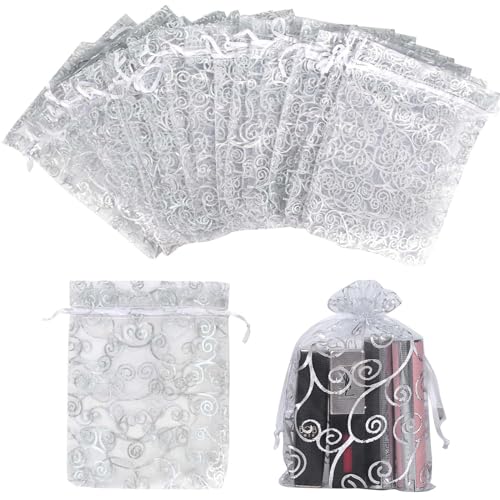 Tibapla Organzasäckchen 15 * 20cm Säckchen Geschenkbeutel Klein Organzabeutel Kordelzug Schmucksäckchen Mesh Beutel für Hochzeit, Gastgeschenk, Weihnachten, Jubiläum, Süssigkeit Beutel von Tibapla