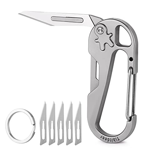 Titan Flipper Taschenmesser, Schnell zu öffnendes Schlüsselanhänger-Klappmesser mit 5 Auswechselbare Klingen Figur 11, Mini EDC Taschenmesser messer schlüsselanhänger für Outdoor, Camping von Tibitdeer