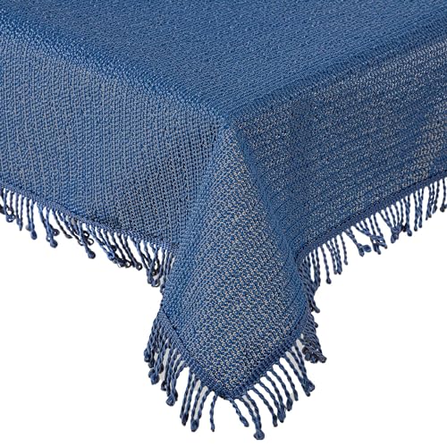 Tischdecke Gartentischdecke oval Weichschaum rutschfest Outdoor PVC wetterfest Terrasse Balkon (Blau, 140x180 cm oval) von TiborTex