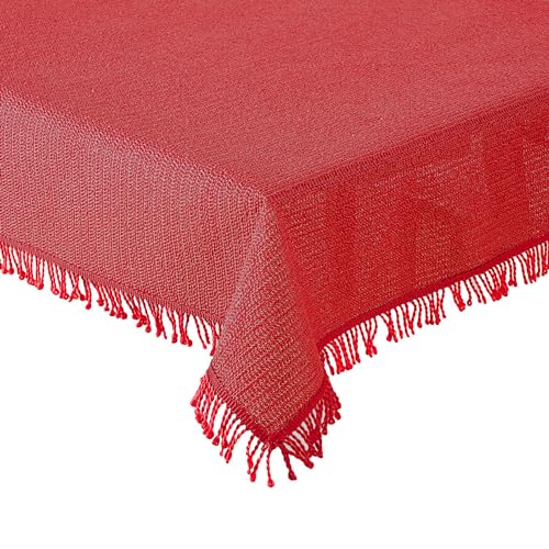 Tischdecke Gartentischdecke oval Weichschaum rutschfest Outdoor PVC wetterfest Terrasse Balkon (Rot, 140x180 cm oval) von TiborTex