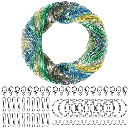 200 TLG. Scoubidou Bänder Set Flechtschnüre Scooby DOO Bänder Plastikschnüre mit 20 Schlüsselring/20 Ring/20 Haken für DIY Kunstwerk Schmuck Handarbeit Armbänder Halskett (20 Farben) von Ticeed