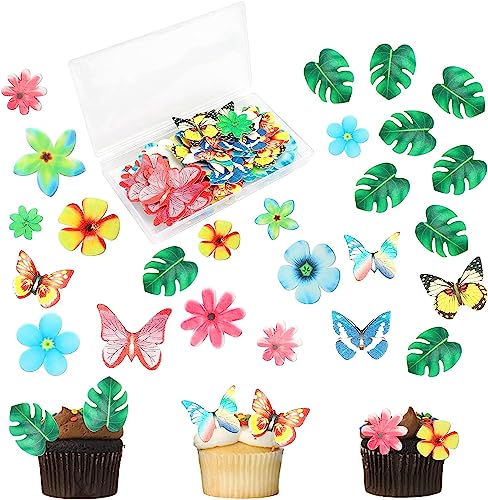 Ticeed 148Pcs Tropische Schildkrötenblätter Cupcake Topper Blumen Kuchen Deckel Blätter Tortendeko für Party Hochzeit Geburtstag von Ticeed