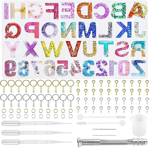 Ticeed 230 Stück Silikonformen Resin Rückwärts Silikon Alphabet Harz Gießform Kit Schmuck Anzahl Schmuck Epoxidharz Silikonform Buchstaben Resin Gießharz Casting Formen Harz von Ticeed