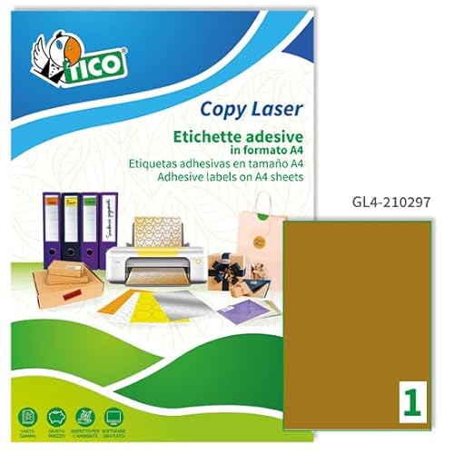 Tico Italia GL4-210297 Etiketten, satiniert, 210 x 297 mm, goldfarben von TICO